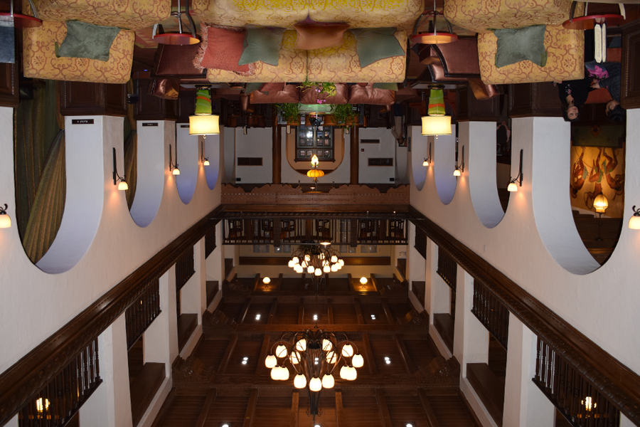 Upside down picture of the Andaluz Hotel lobby in Albuquerque, New Mexico.