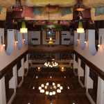 Upside down picture of the Andaluz Hotel lobby in Albuquerque, New Mexico.