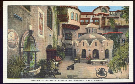 Vintage postcard of the Mission Inn Riverside, California.